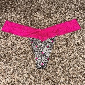 Pink and Black Lace Thong